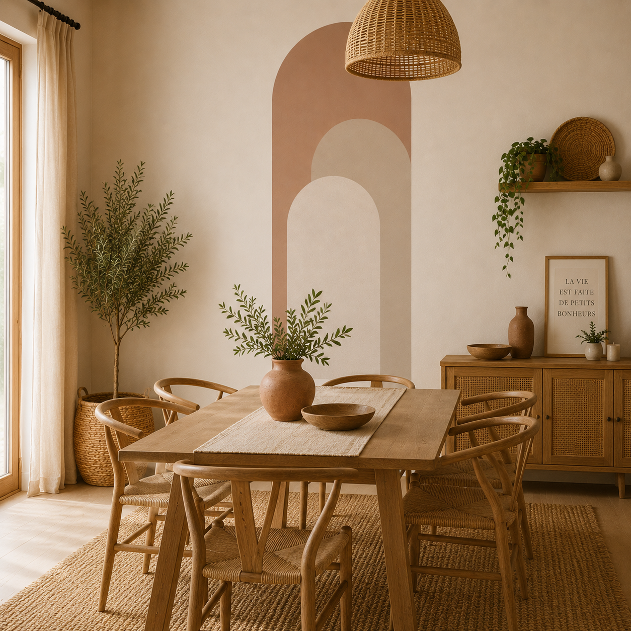 Sticker Mural Arche Bohème – Tête de Lit Arches Beige Minimalist
