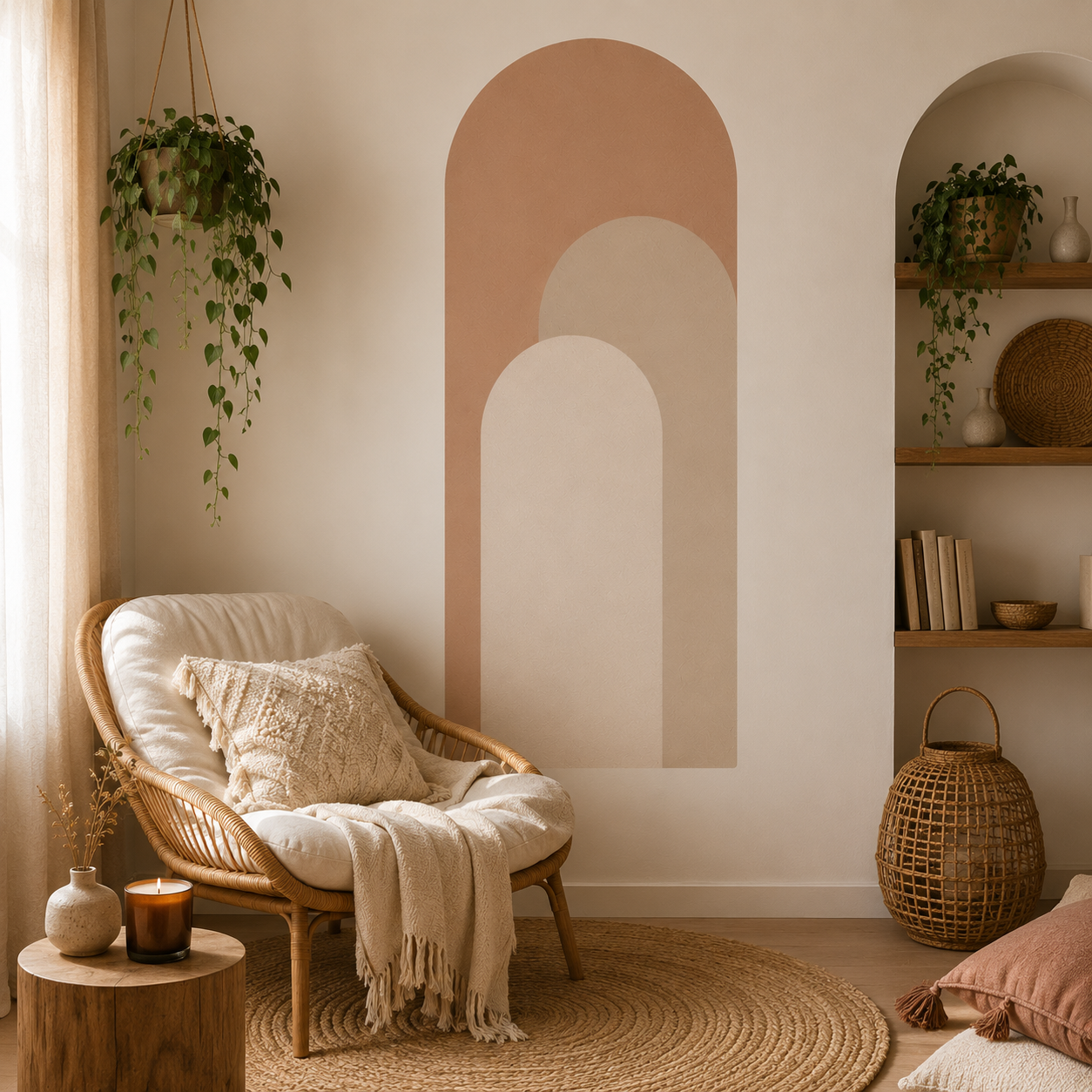 Sticker Mural Arche Bohème – Tête de Lit Arches Beige Minimalist
