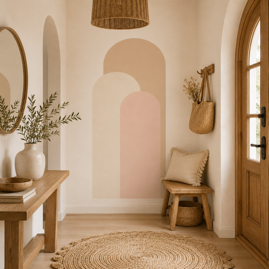 Sticker Mural Arches Nude – Tête de Lit Bohème Beige & Blush