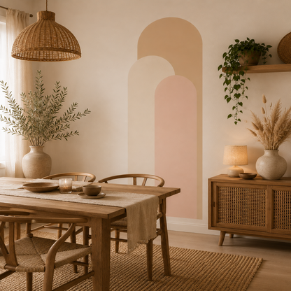 Sticker Mural Arches Nude – Tête de Lit Bohème Beige & Blush