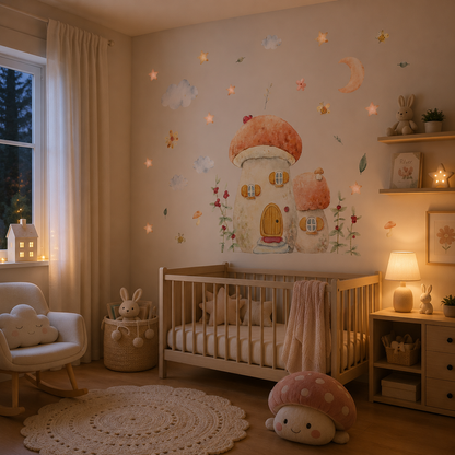 Stickers Muraux Maison Champignon Féérique – Déco Chambre Enfant