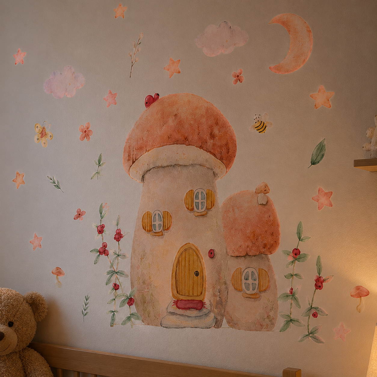 Stickers Muraux Maison Champignon Féérique – Déco Chambre Enfant