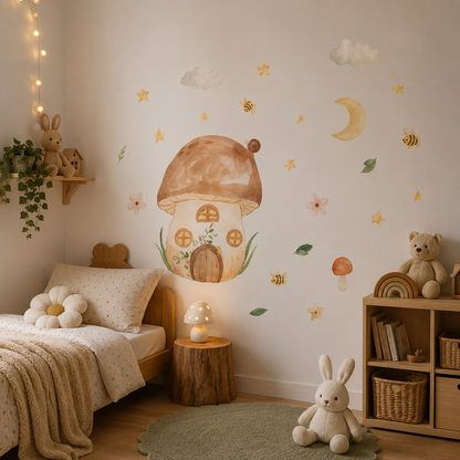 Stickers Muraux Maison Champignon Féérique – Déco Chambre Enfant