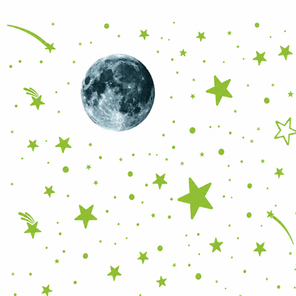Stickers Lune & Étoiles Phosphorescents – Lumineux la Nuit Plafond