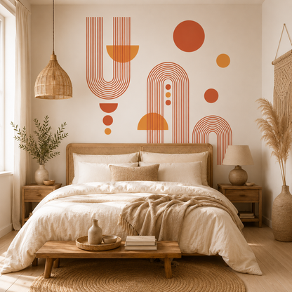 Stickers Muraux Géométriques Arches & Cercles – Déco Mid-Century