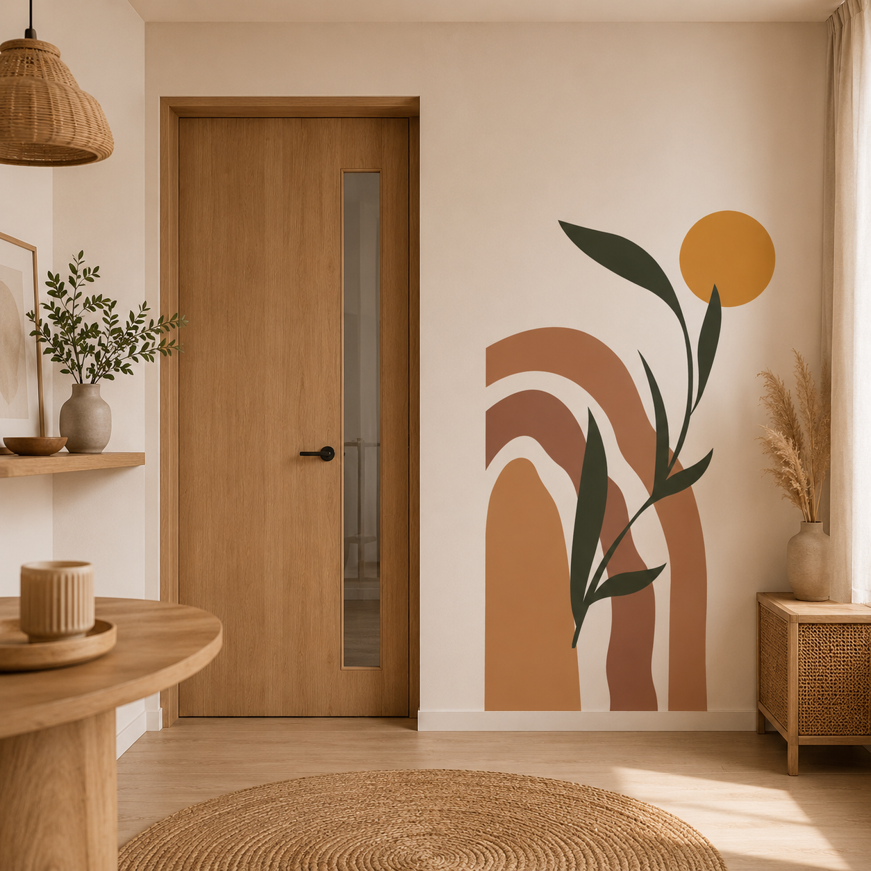 Stickers Muraux Bohèmes Arches & Soleil – Déco Murale Terracotta