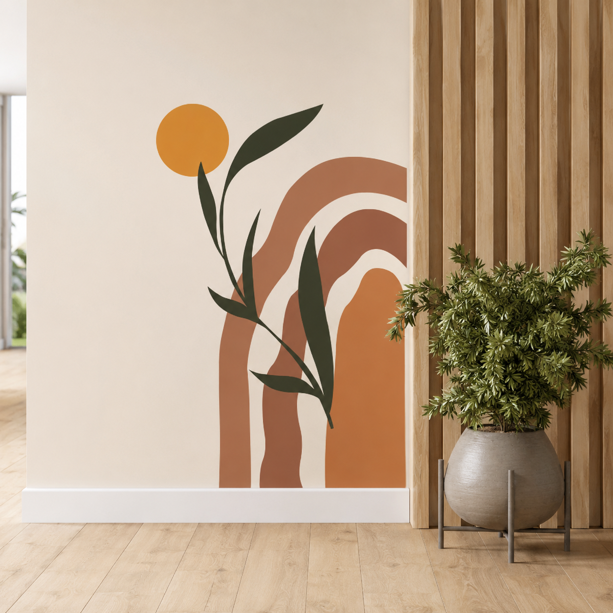 Stickers Muraux Bohèmes Arches & Soleil – Déco Murale Terracotta