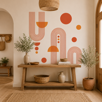 Stickers Muraux Géométriques Arches & Cercles – Déco Mid-Century