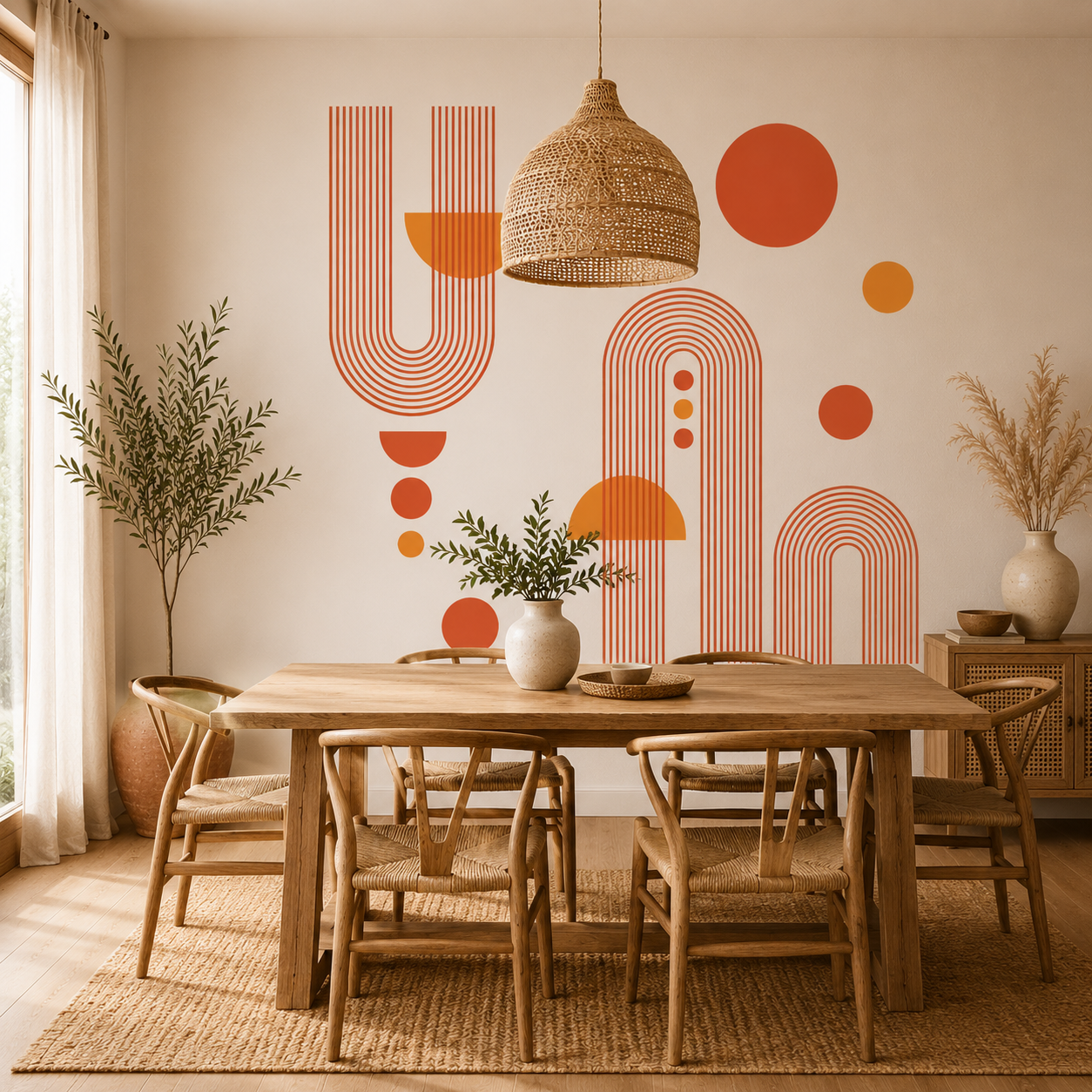 Stickers Muraux Géométriques Arches & Cercles – Déco Mid-Century
