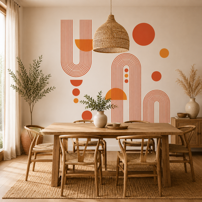 Stickers Muraux Géométriques Arches & Cercles – Déco Mid-Century