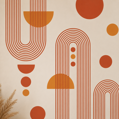 Stickers Muraux Géométriques Arches & Cercles – Déco Mid-Century