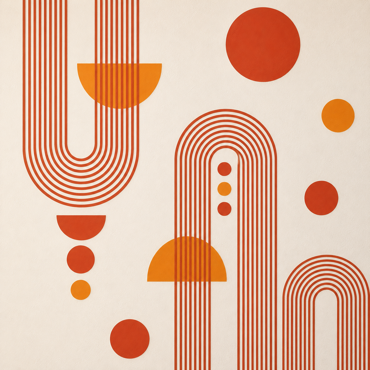 Stickers Muraux Géométriques Arches & Cercles – Déco Mid-Century