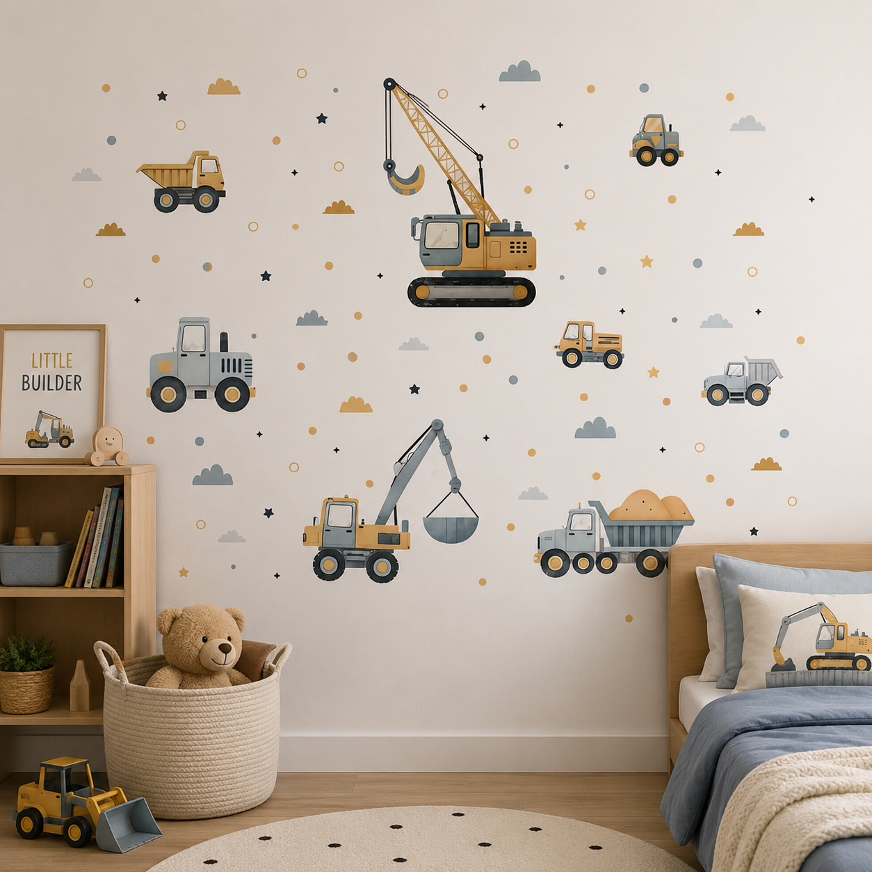 Stickers Muraux Engins de Chantier – Déco Chambre Enfant