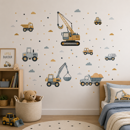 Stickers Muraux Engins de Chantier – Déco Chambre Enfant