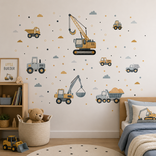 Stickers Muraux Engins de Chantier – Déco Chambre Enfant