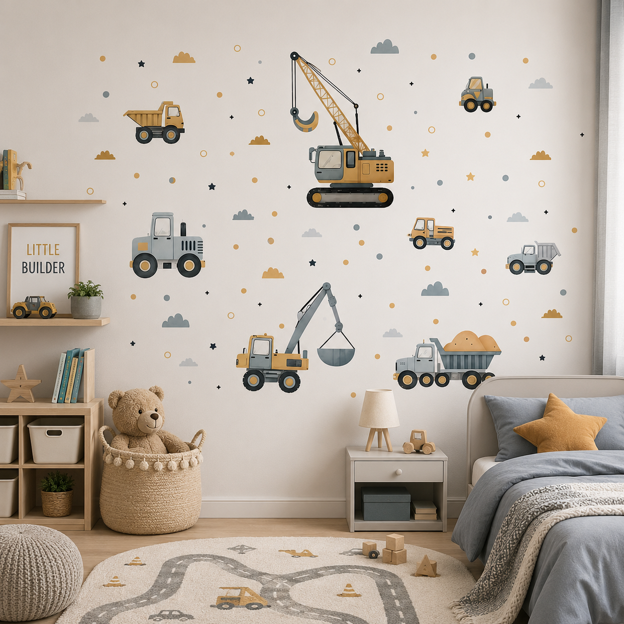 Stickers Muraux Engins de Chantier – Déco Chambre Enfant