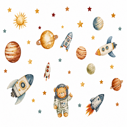 Stickers Muraux Espace Fusées & Planètes – Déco Chambre Enfant