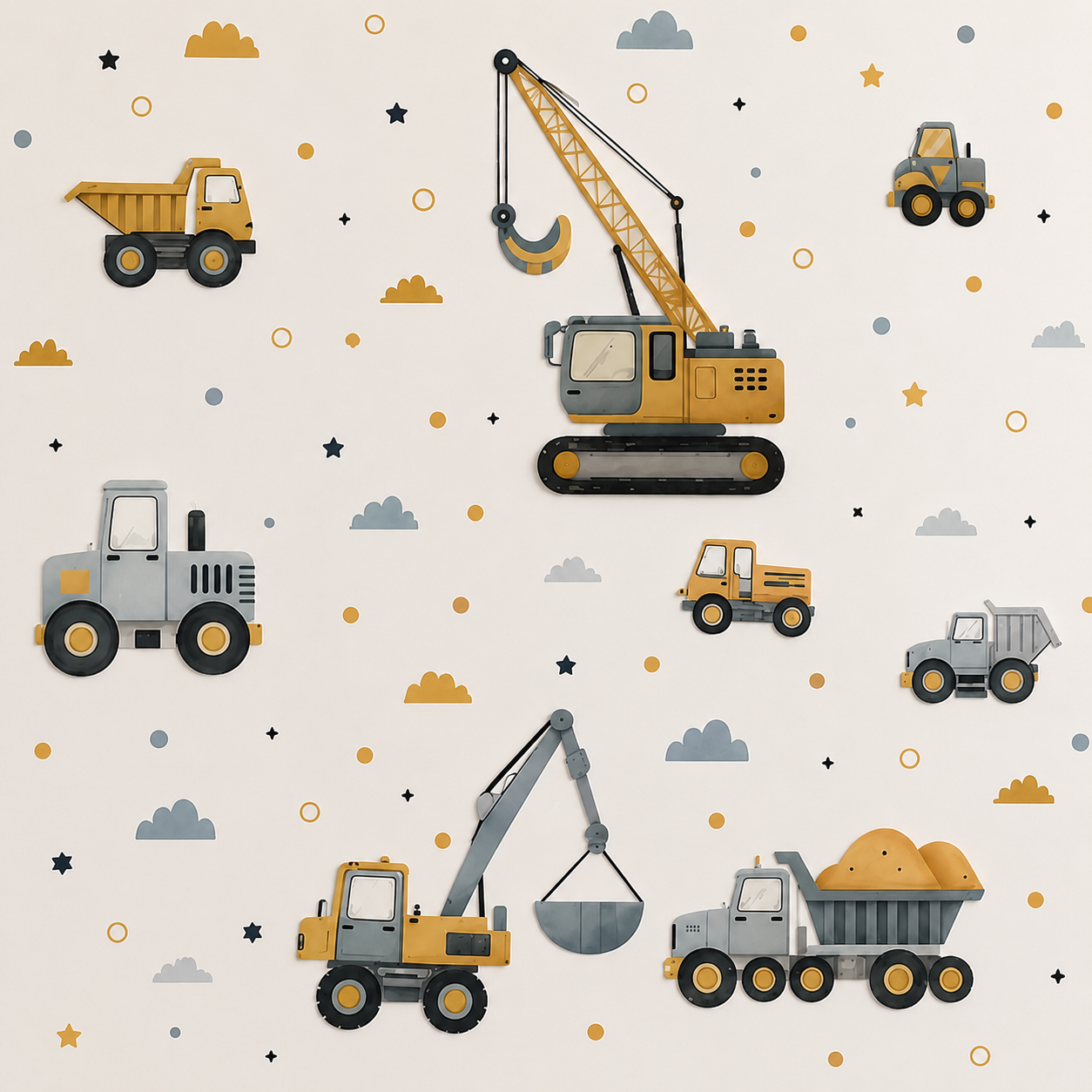 Stickers Muraux Engins de Chantier – Déco Chambre Enfant