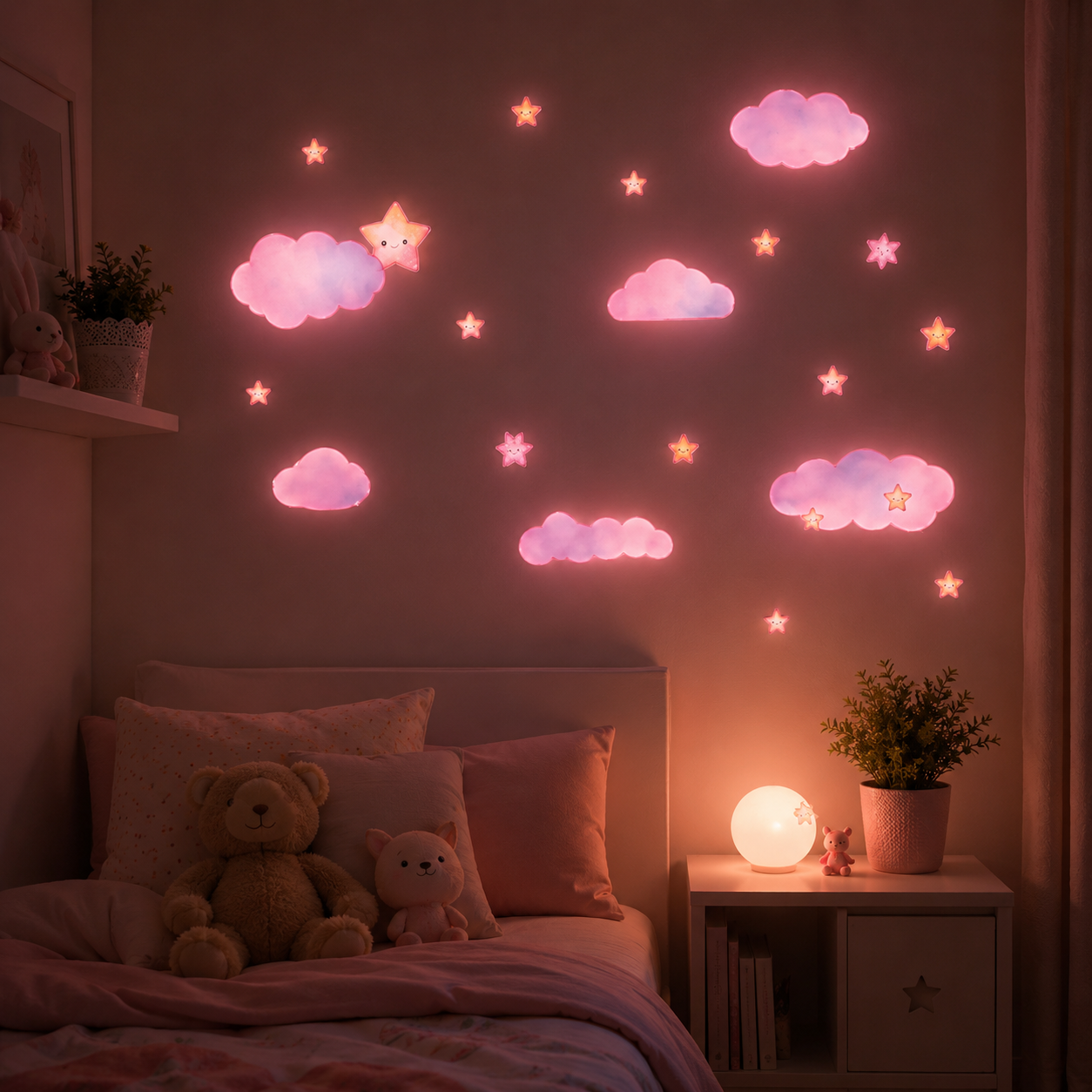 Stickers Nuages & Étoiles Phosphorescents  – Lumineux la Nuit