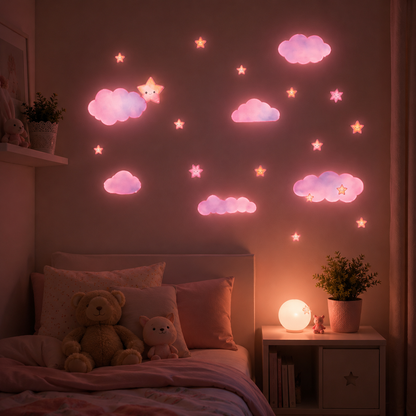 Stickers Nuages & Étoiles Phosphorescents  – Lumineux la Nuit