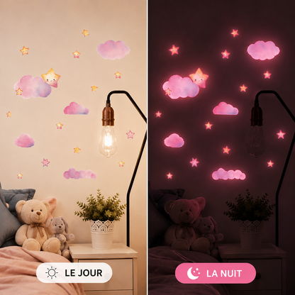 Stickers Nuages & Étoiles Phosphorescents  – Lumineux la Nuit
