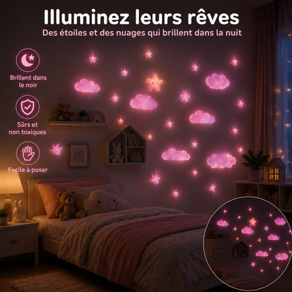 Stickers Nuages & Étoiles Phosphorescents  – Lumineux la Nuit