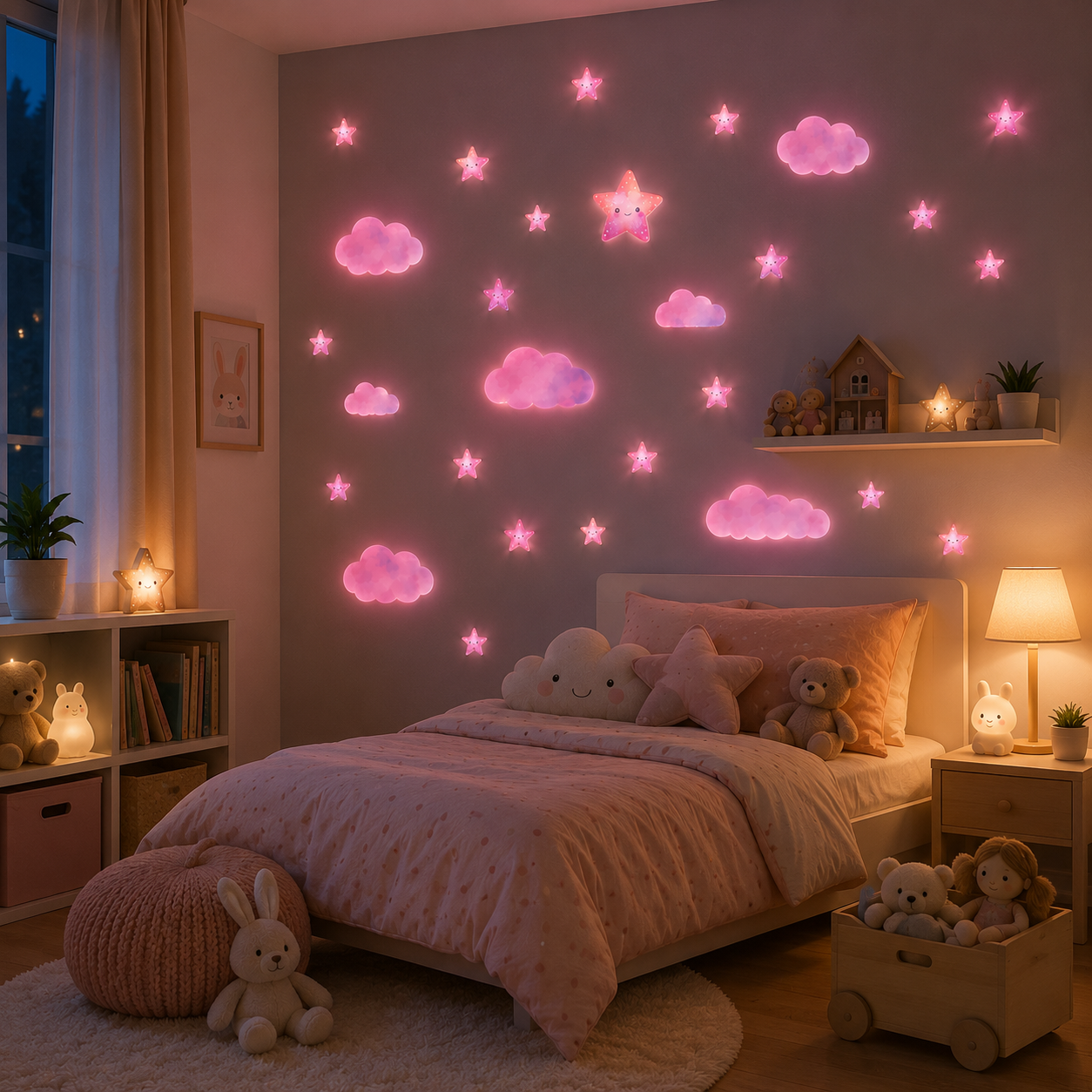Stickers Nuages & Étoiles Phosphorescents  – Lumineux la Nuit