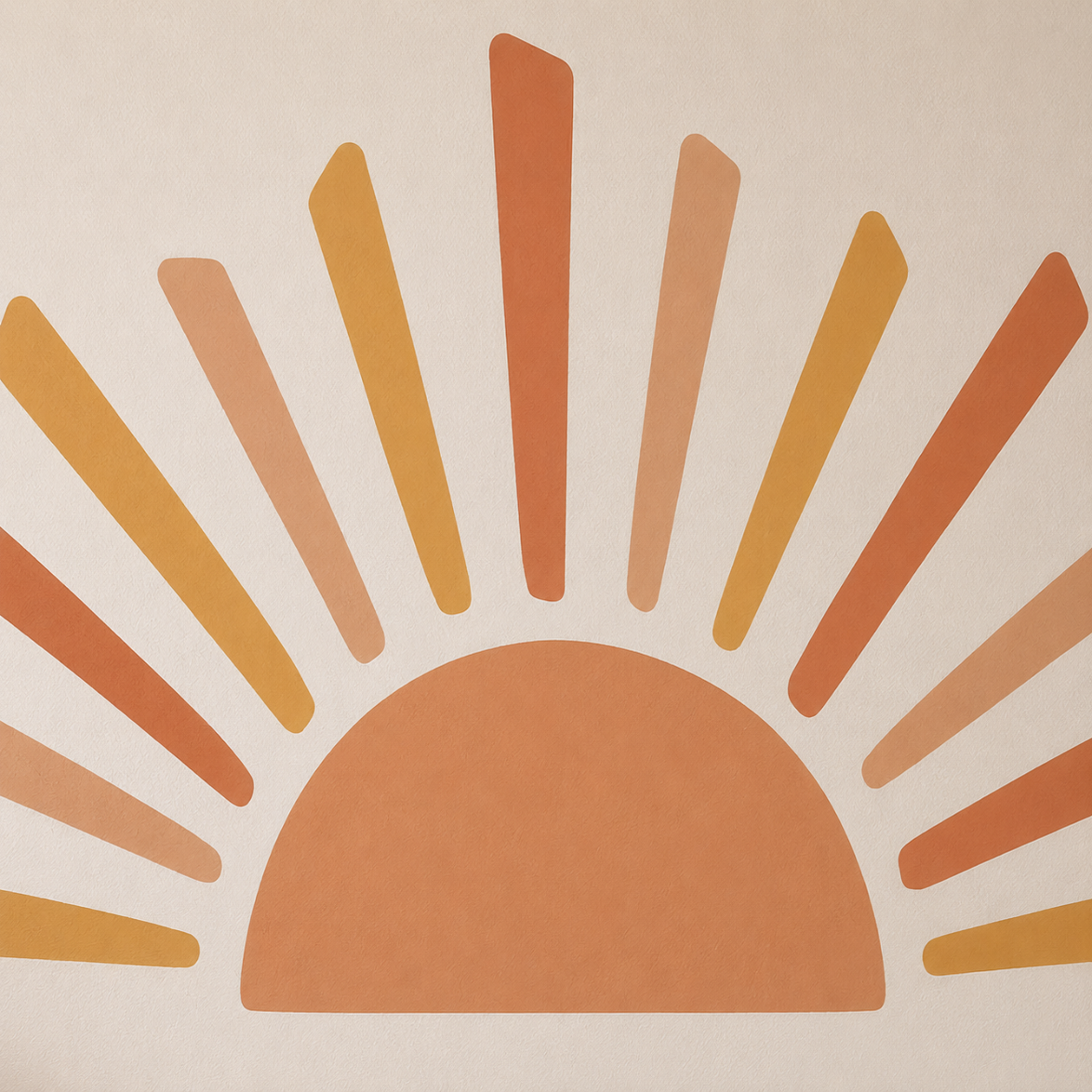 Sticker Mural Soleil Bohème – Grand Soleil Rayonnant Terracotta