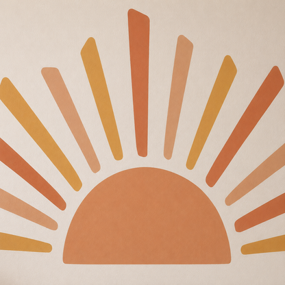 Sticker Mural Soleil Bohème – Grand Soleil Rayonnant Terracotta