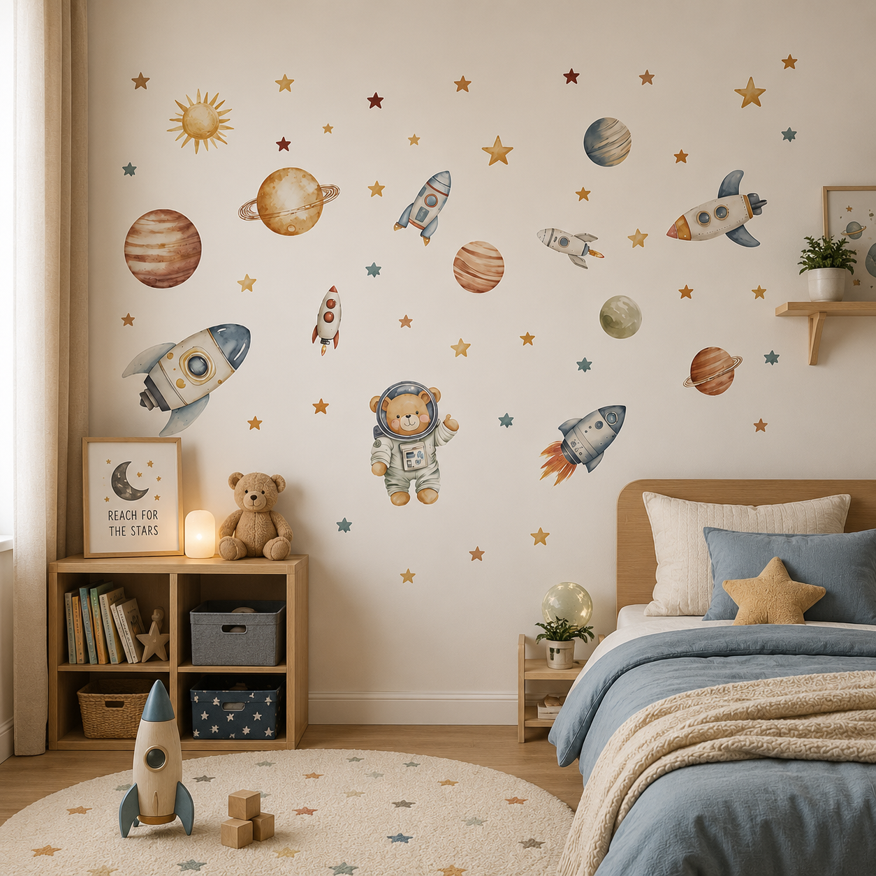 Stickers Muraux Espace Fusées & Planètes – Déco Chambre Enfant