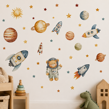 Stickers Muraux Espace Fusées & Planètes – Déco Chambre Enfant