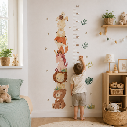 Sticker Toise Murale Animaux – Mesure Croissance Chambre