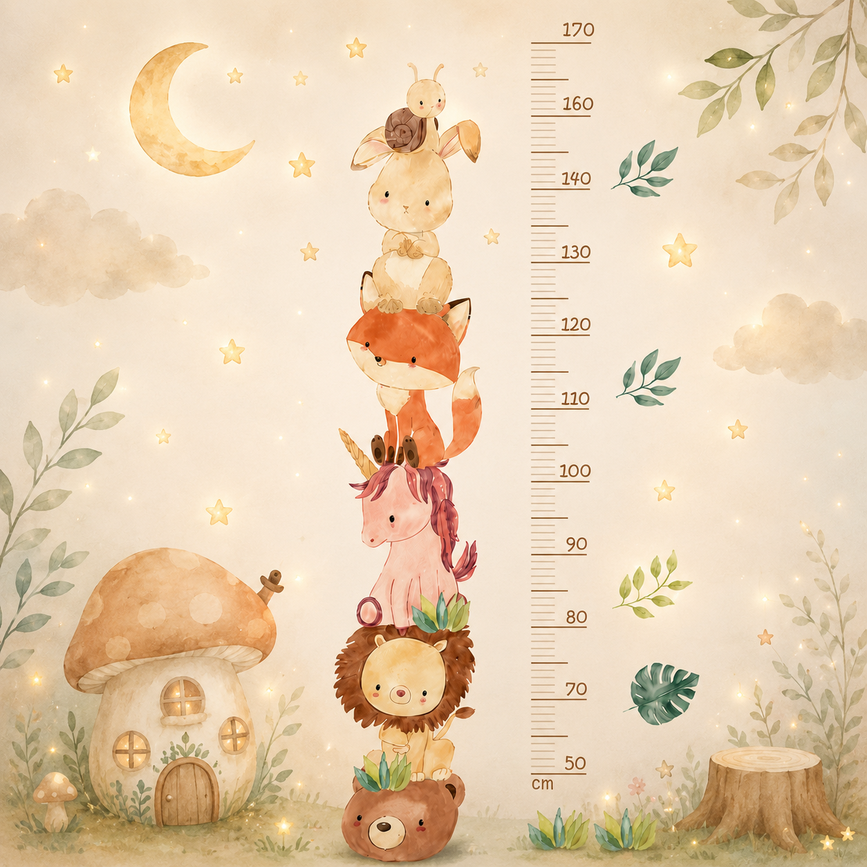Sticker Toise Murale Animaux – Mesure Croissance Chambre