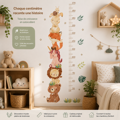 Sticker Toise Murale Animaux – Mesure Croissance Chambre