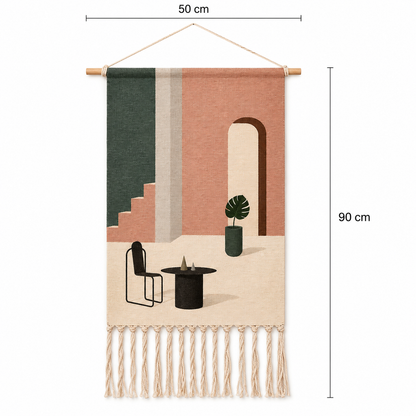 Tapisserie Murale Scandinave Géométrique Coton à Franges – Bohème